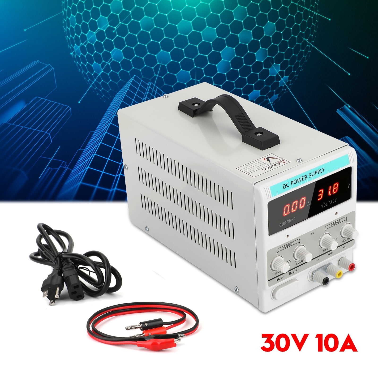 30V 10A Adjustable DC Power Supply Precision Variable Dual Digital Lab ...
