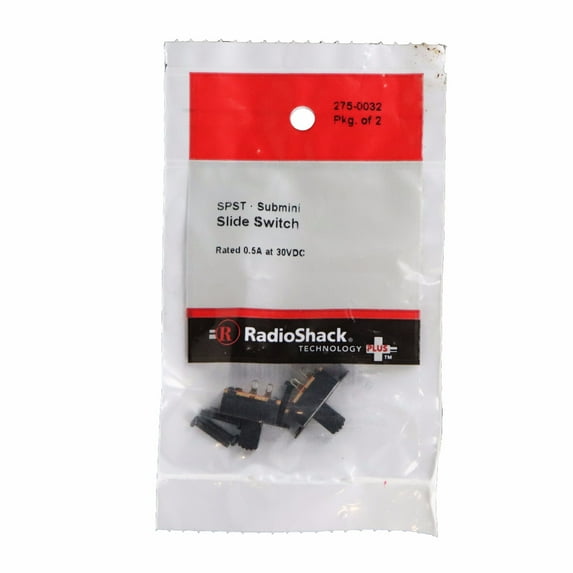 30VDC/0.5A SPST Sub-Mini Slide Switch (2-Pack)