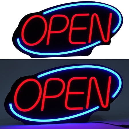24" PVC Horizontal LED Neon Sign, 30W 110V Modern Neon Light Wall Sign, "Open" Sign, for Shop Store Business