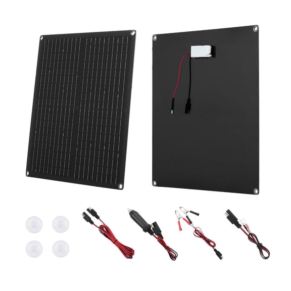 30W 12V Solar Panel Charger, Battery Trickle Maintainer with Cables