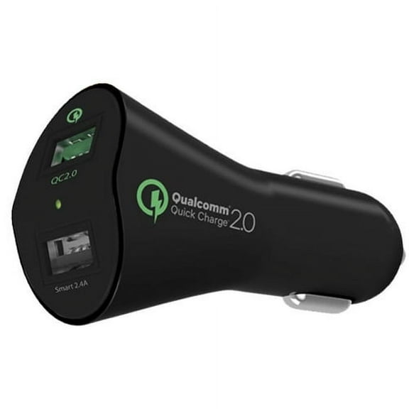 30W 2-Port USB Adaptive Qualcomm Fast Car Charger Quick Charge Dual Port w Smart Detect Ultra Compact Black Compatible With iPad 9.7 4 3 2 L9A