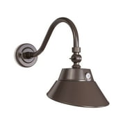 30W/20W/15W LED Brown Gooseneck Barn Light Fixture, 10in Diameter with 15.7in. Long Gooseneck Arm, 30K/40K/50K CCT Switching, Dusk to Dawn Photocell, For Outdoor Sign, Porch, and Wall Lighting, 1-Pack