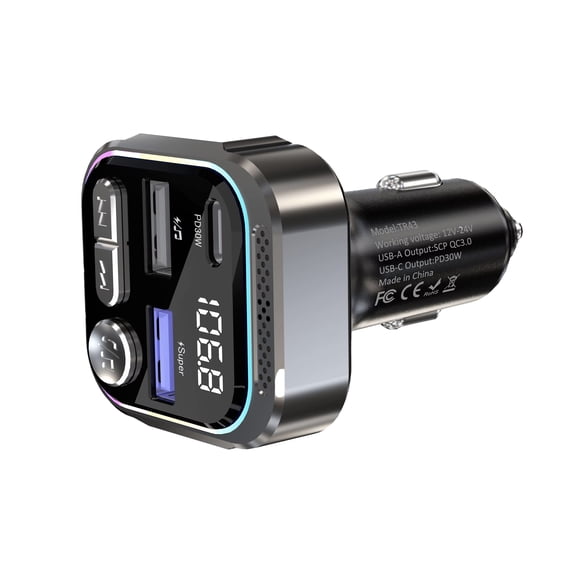 30W Car Bluetooth FM Transmitter  Power Adapter | LCD Display