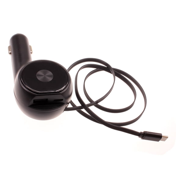 30W Car Charger Compatible With Google Pixel 4a/5a/6a/7a/8a/9a/10a - Retractable 3 Amp Type-C 2-Port USB Fast Charge