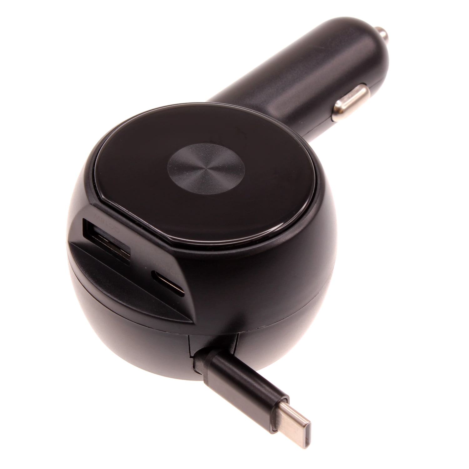30W Car Charger Compatible With Google Pixel Tablet 11" (2023) - Retractable 3 Amp Type-C 2-Port USB Fast Charge