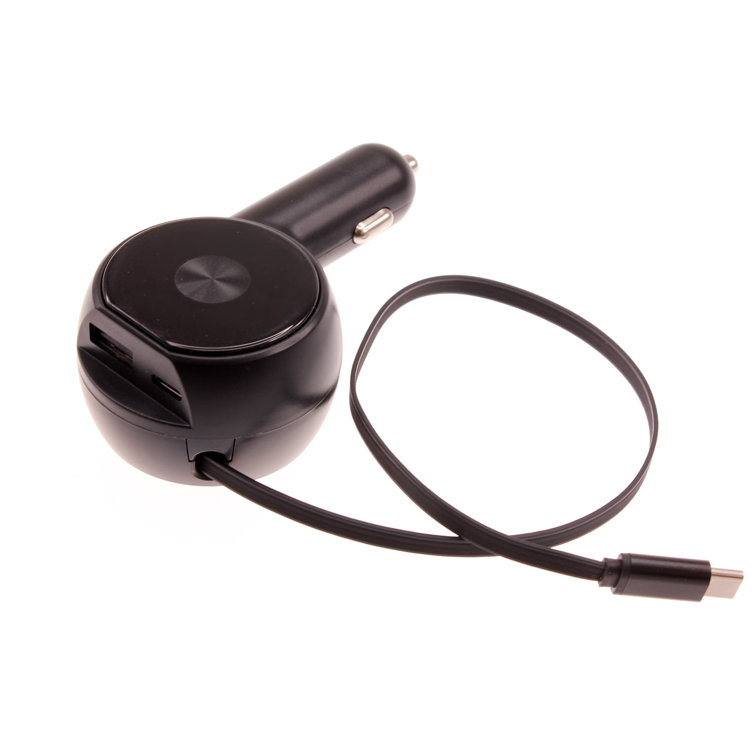 30W Car Charger Compatible With Motorola Moto G 5G (2022,2023,2024,2025,2026) - Retractable 3 Amp Type-C 2-Port USB Fast Charge