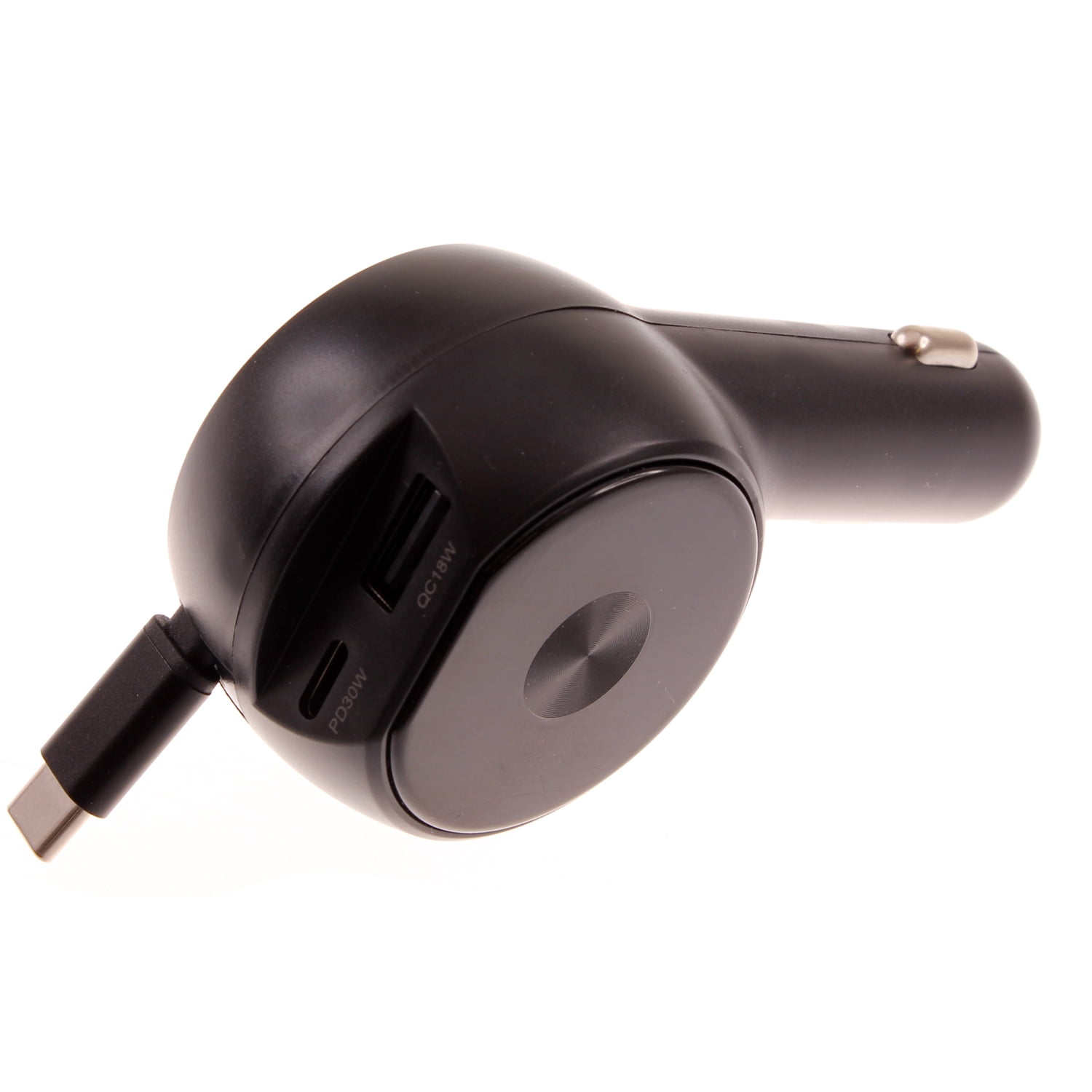 30W Car Charger Compatible With Motorola Moto G Play (2021,2023,2024,2026) - Retractable 3 Amp Type-C 2-Port USB Fast Charge