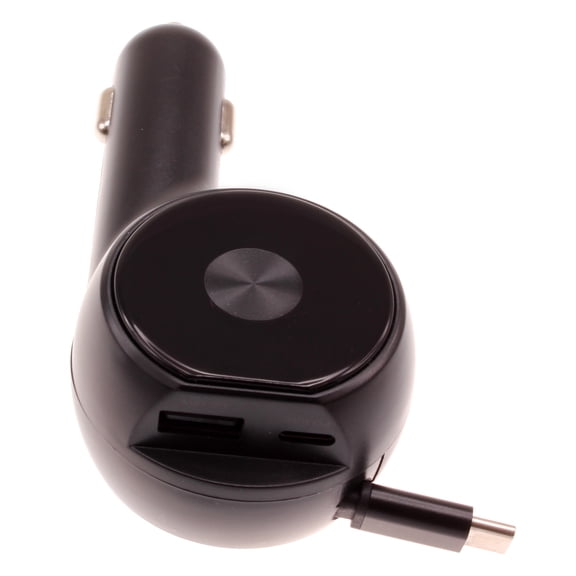 30W Car Charger Compatible With Samsung Galaxy A14 5G/A24/A34 5G/A54 5G - Retractable 3 Amp Type-C 2-Port USB Fast Charge