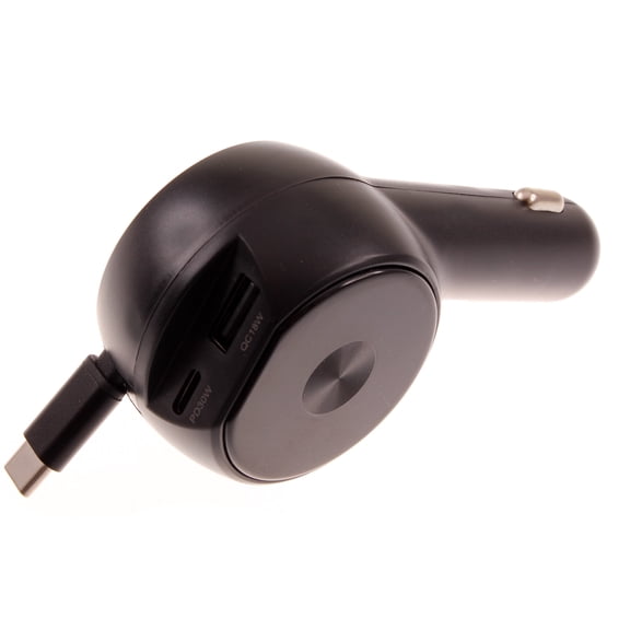 30W Car Charger Compatible With Samsung Galaxy A16/A26/A36/A56 5G - Retractable 3 Amp Type-C 2-Port USB