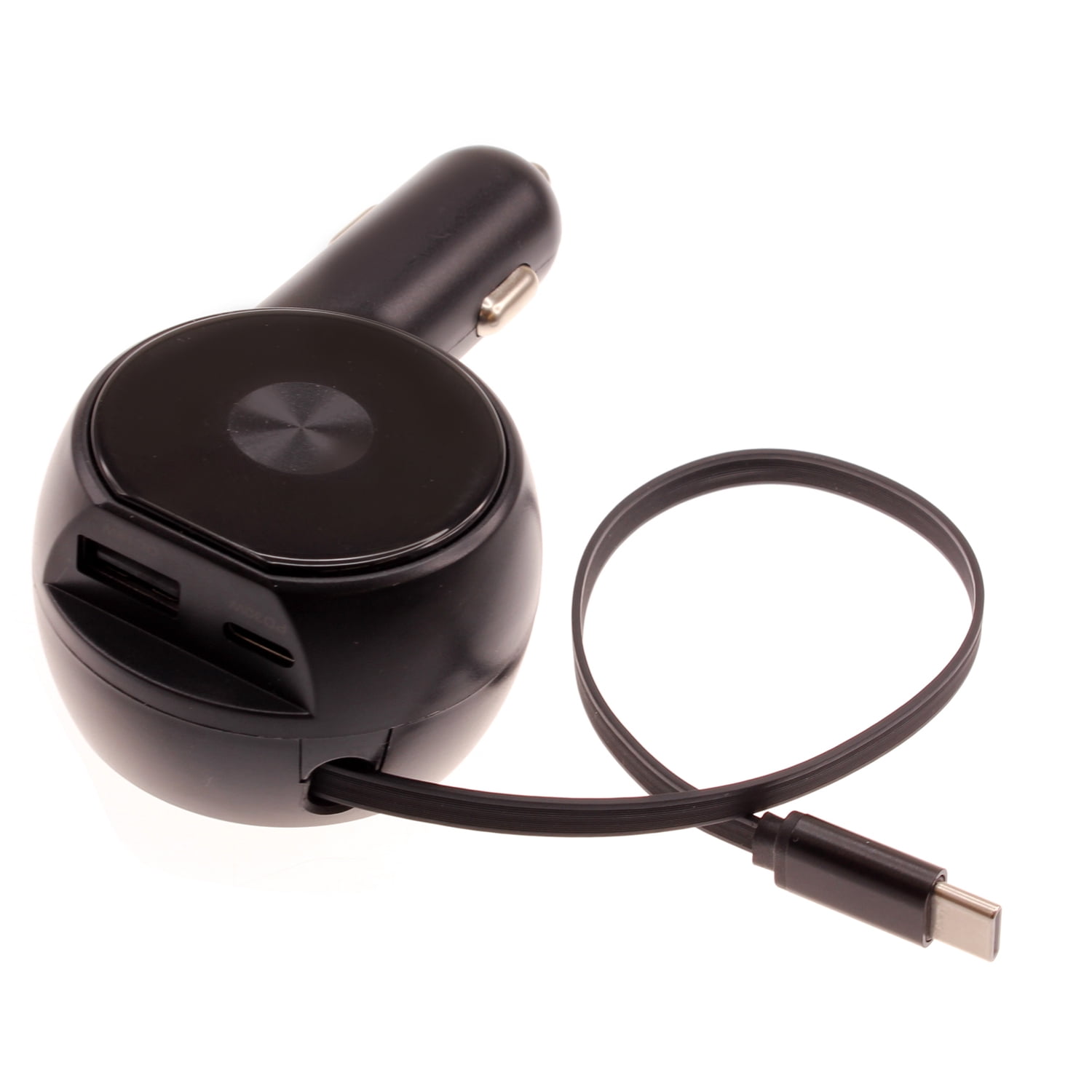 30W Car Charger Compatible WithSamsung Galaxy S20/S21/S22 Plus,Ultra,FE- Retractable 3 Amp Type-C 2-Port USB Fast Charge