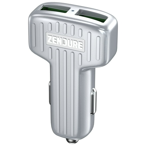 30W Car Charger with QC 3.0 and Dual USB Ports, Silver