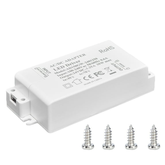 30W DC 24V 1.25A LED Driver - Constant Voltage Transformer for Professional LED Lighting, AC 100-240V Input