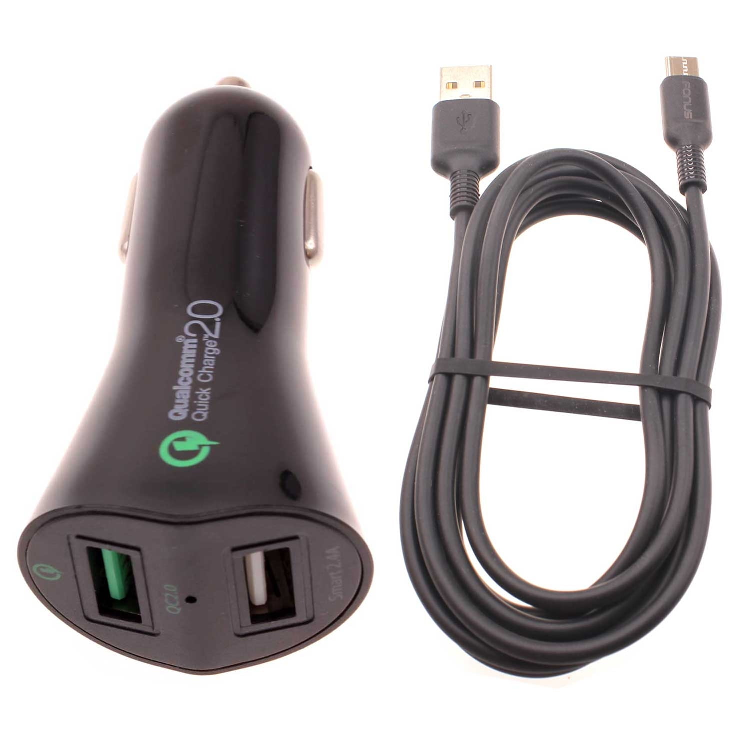30W Fast Car Charger for Nokia G100/G300/G310 5G - 2-Port USB 6ft Cable Type-C Quick Charge DC Socket