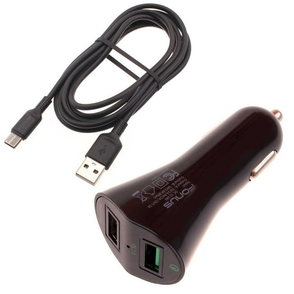 30W Fast Car Charger for iPhone 15/Pro/Max/Plus - 2-Port USB 6ft Cable Type-C Quick Charge DC Socket