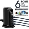 thumbnail image 1 of 30W Fast Multi 6 USB Port Hub Charger Desktop Quick Charging Dock Station Home Multiple Travel Adapter Wall Socket for iPhone 15 (EU,black), 1 of 6