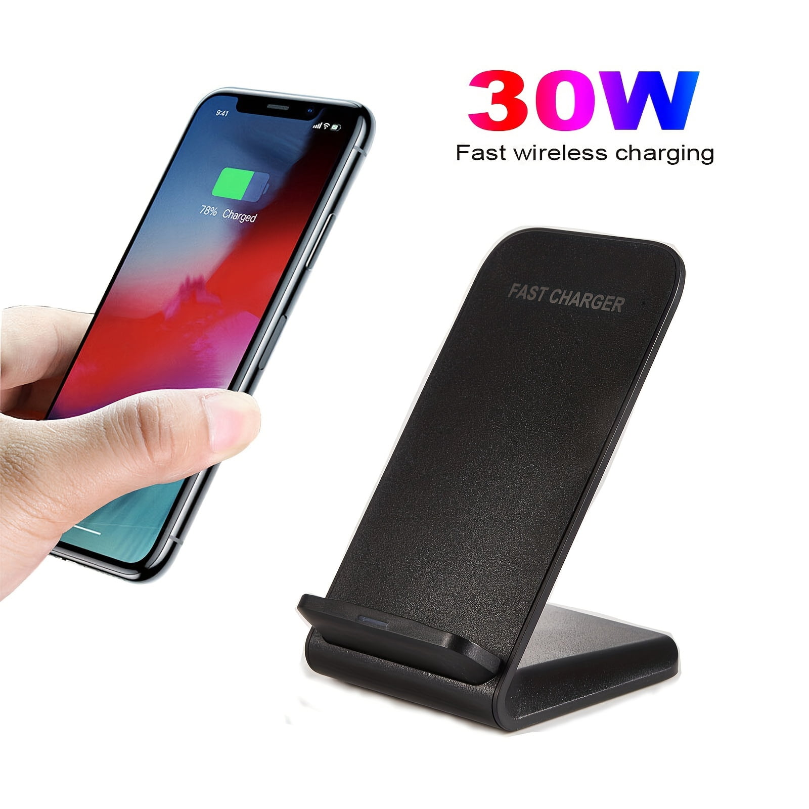 30W Fast Wireless Charger Stand Dock for Apple iPhone 16/15/14/13/12/11 Pro Max S24 S24+ S23 S23+ S22 S22+ S21 S21+ S20 S20+ Android Phones US