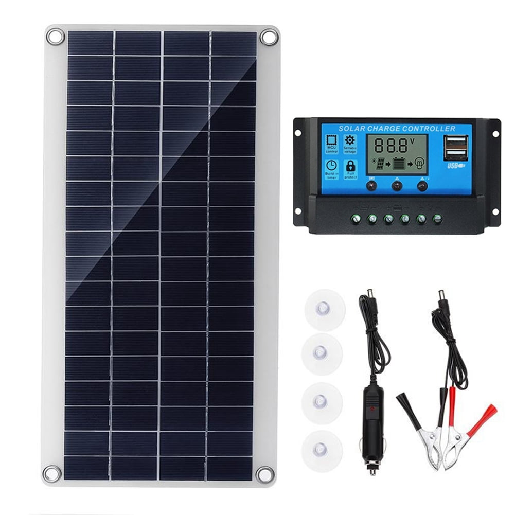 30W Flexible Solar Panel Solar Cells for Car RV Boat Home Roof Van Camping Solar Battery, 10A Solar Controller Module
