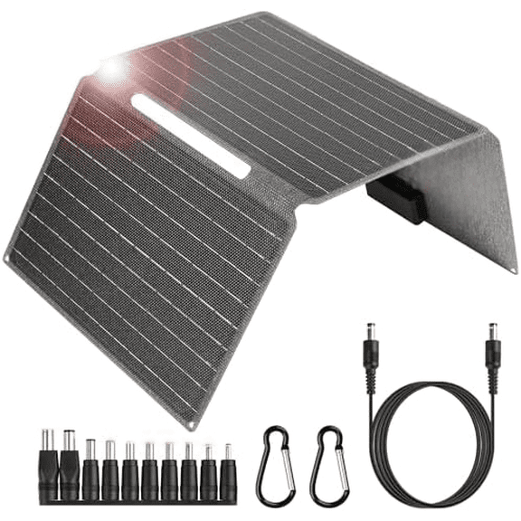 30W Foldable Solar Panel with Type-C USB 3.0 and DC Outputs 23.1% High Efficiency ETFE Monocystalline Portable Solar Charger for Phone/iPad/Tablet/Power Station/RV/Camp/Hiking Waterproof