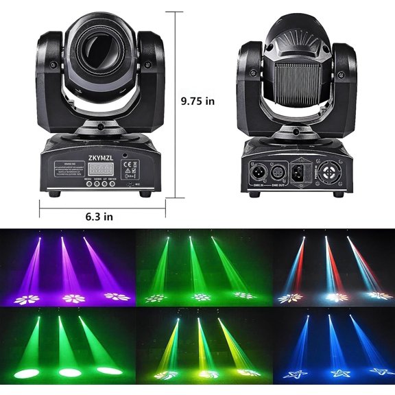 30W LED Stage Lighting with DMX512 & Sound Control - 15 Colors, 8 Gobos, Moving Head DJ Lights for Parties, Nightclub, Wedding, Church, Events...(1pcs)