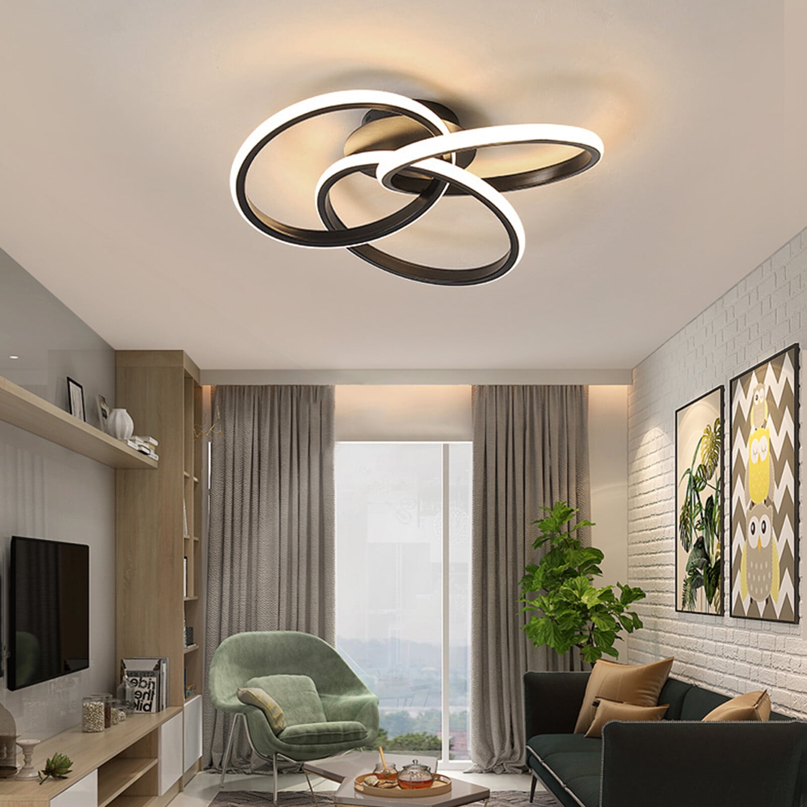 30W Modern LED Acrylic Ceiling Light Flush Mount Lamp Chandelier Living Room Bedrooms Remote W/o Bulb
