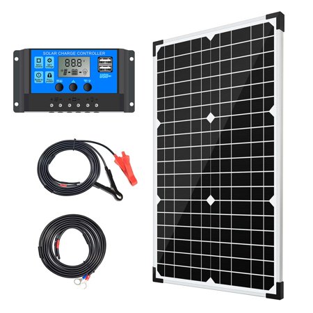30W Monocrystalline Solar Panel Kit with 10A Charge Controller for Off-Grid Use