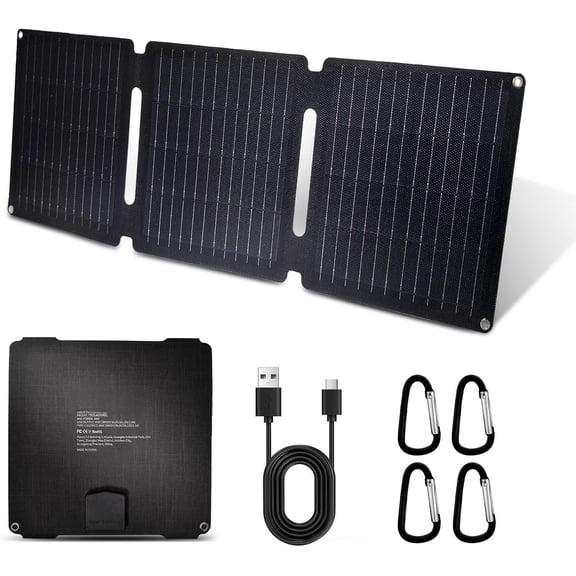 30W Portable Solar Panel,Foldable Solar Panels  for Camping Hiking Outdoor,IP65 ETFE  Panel Solar Kit with 3 Transfer Conectors,DC/Type-C//QC3.0 Output