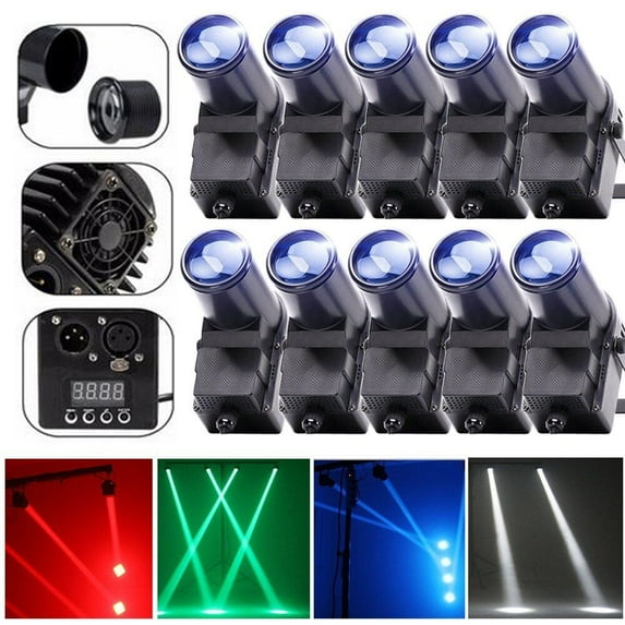 30W RGBW LED Beam Spotlight DMX Lighting Stage Light Party Wedding Pinspot 10 Pcs