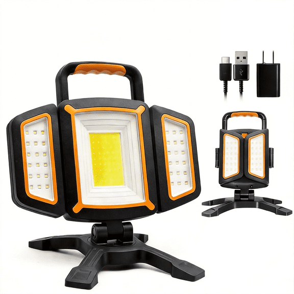 SideKing Rechargeable Work Light, 3000 Lumen Magnetic Work Light Battery Powered, Waterproof Portable Cordless Lighting for Construction Site, Workshop, Camping, and Car Repairing