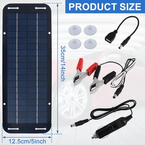30W Solar Battery Charger Maintainer 12V, Waterproof IP65 with Alligator Clips, Trickle Charger for Car, Marine, Motorcycle, RV, Tractor Battery