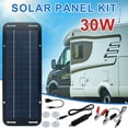 30W Powered Solar Panel 12V Trickle Charger, Electric Vehicle Charging Kit for Auto, Boat