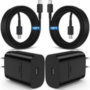 Super Fast Charger Type C, 2Pack 25W USB C Fast Charging Block Wall Charger with 2*10FT Android Charger Cable Compatible with Samsung Galaxy S25/S24/S23 Ultra/S23+/S22/S21/S20/iPhone 16/15 Case