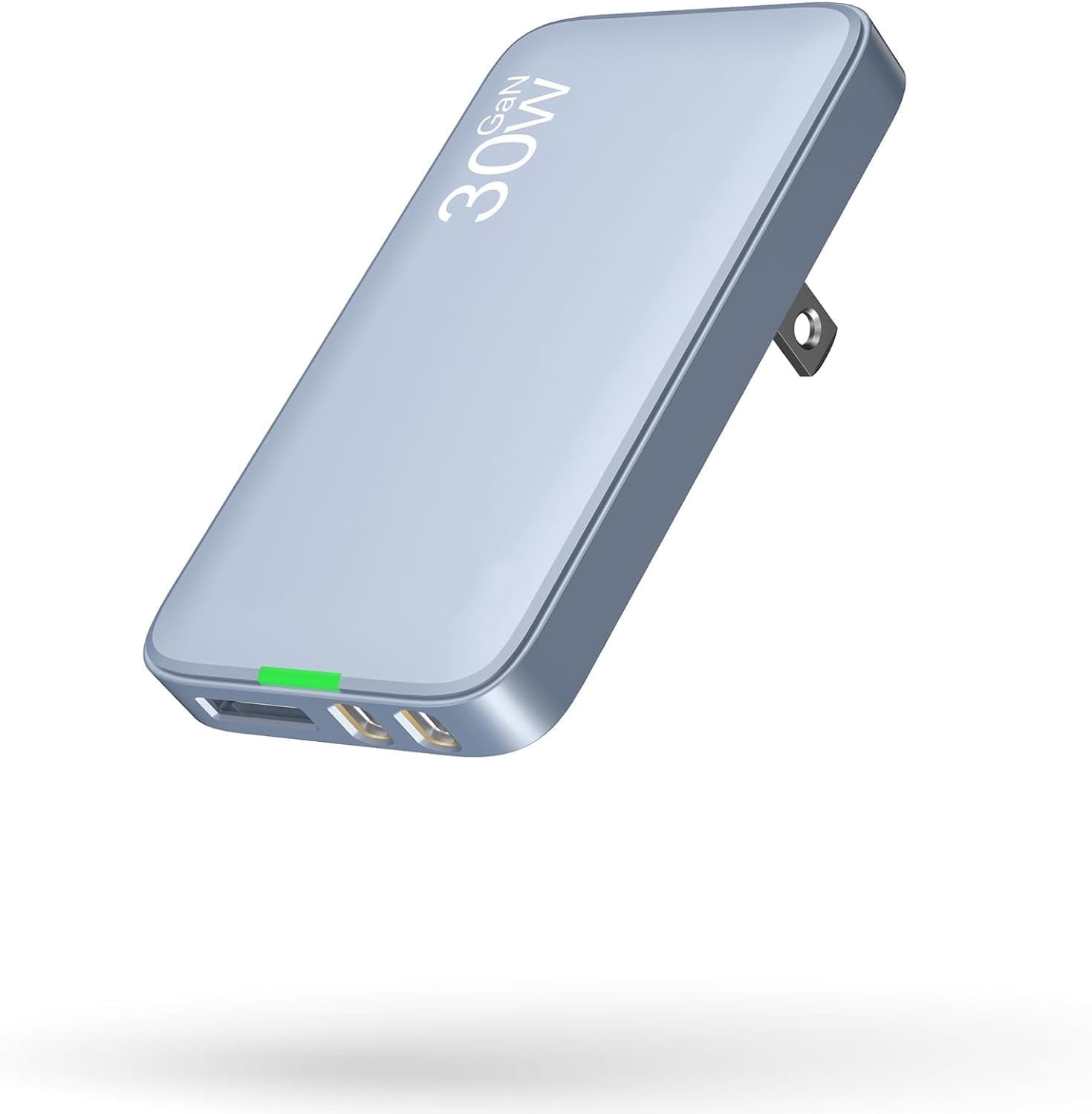 30W USB C Charger, Flat USB Wall Charger with USB C and USB A Ports, Super Thin USB Wall Plug for MacBook Pro/Air/iPad Pro, iPhone 15/14/13/12 and Galaxy S23,S22 etc (Blue-30W)