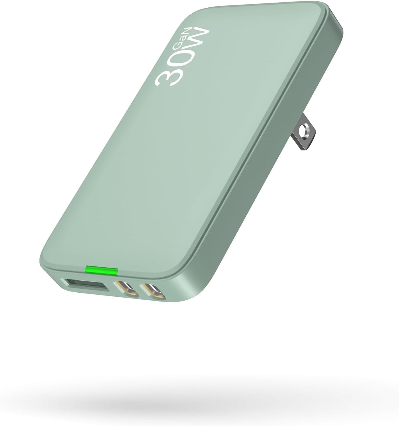 30W USB C Charger, Flat USB Wall Charger with USB C and USB A Ports, Super Thin USB Wall Plug for MacBook Pro/Air/iPad Pro, iPhone 15/14/13/12 and Galaxy S23,S22 etc (Green-30W)