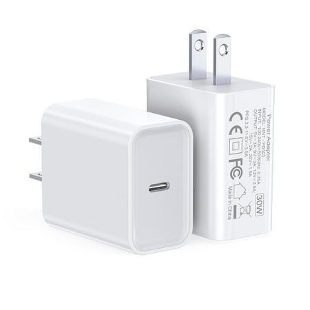 30W USB-C Fast Charger 2-Pack – PD 3.0 GaN Power Adapter for iPhone, Samsung, iPad Pro, AirPods – Compact Wall Plug for Travel