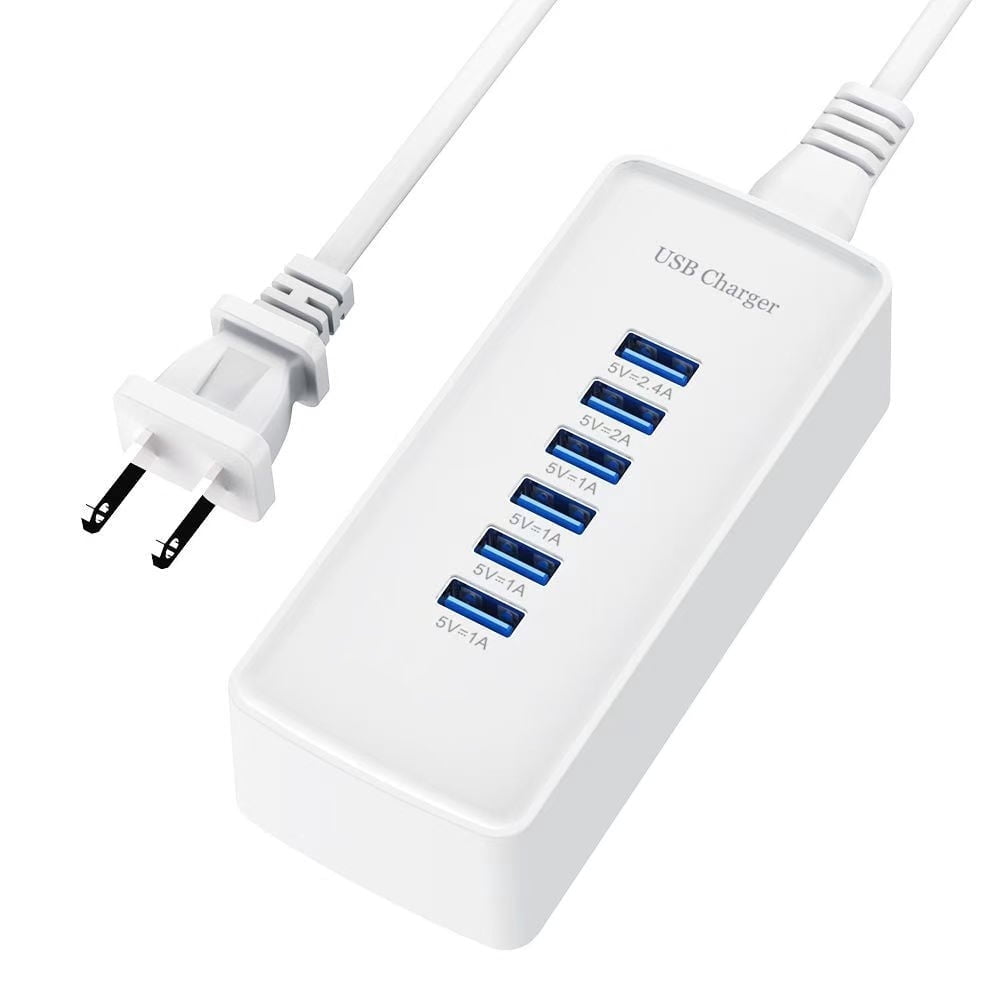 30W USB Multi-Port Charger 6-Port Mobile Fast Charging Socket Multi-Functional Universal Fast Adapter, 5V2.4A USB Wall Charger 5-Port USB Multi-Device Charging Station Smartphone