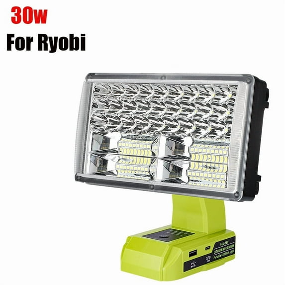 30W portable LED working light, for Makita/DEWALT/MILWAKEE/BOSCH/BLACK DECKER 18V battery flashlight, with USB Type-C port