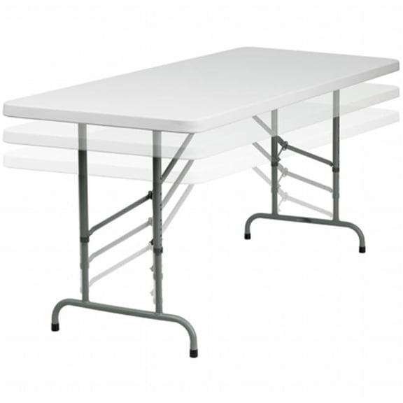 30W x 72L Height Adjustable Granite White Plastic Folding Table -