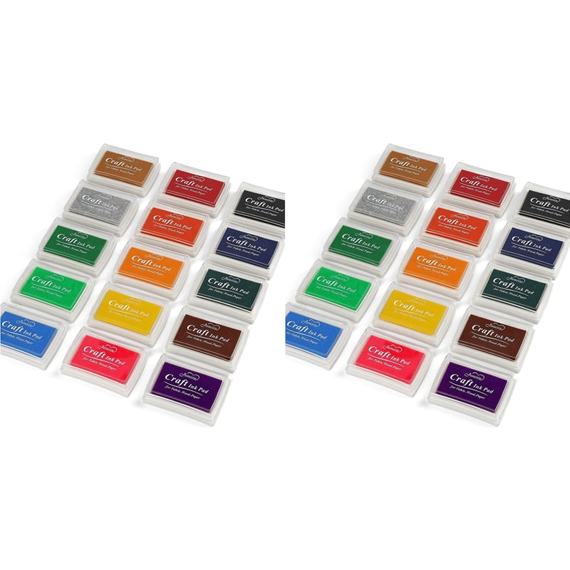 30X 15 Colors Craft Ink Pads, Washable Finger Stamp Pad for Kids DIY, Paper, Wood Fabric, Scrapbooking, Rubber Stamps