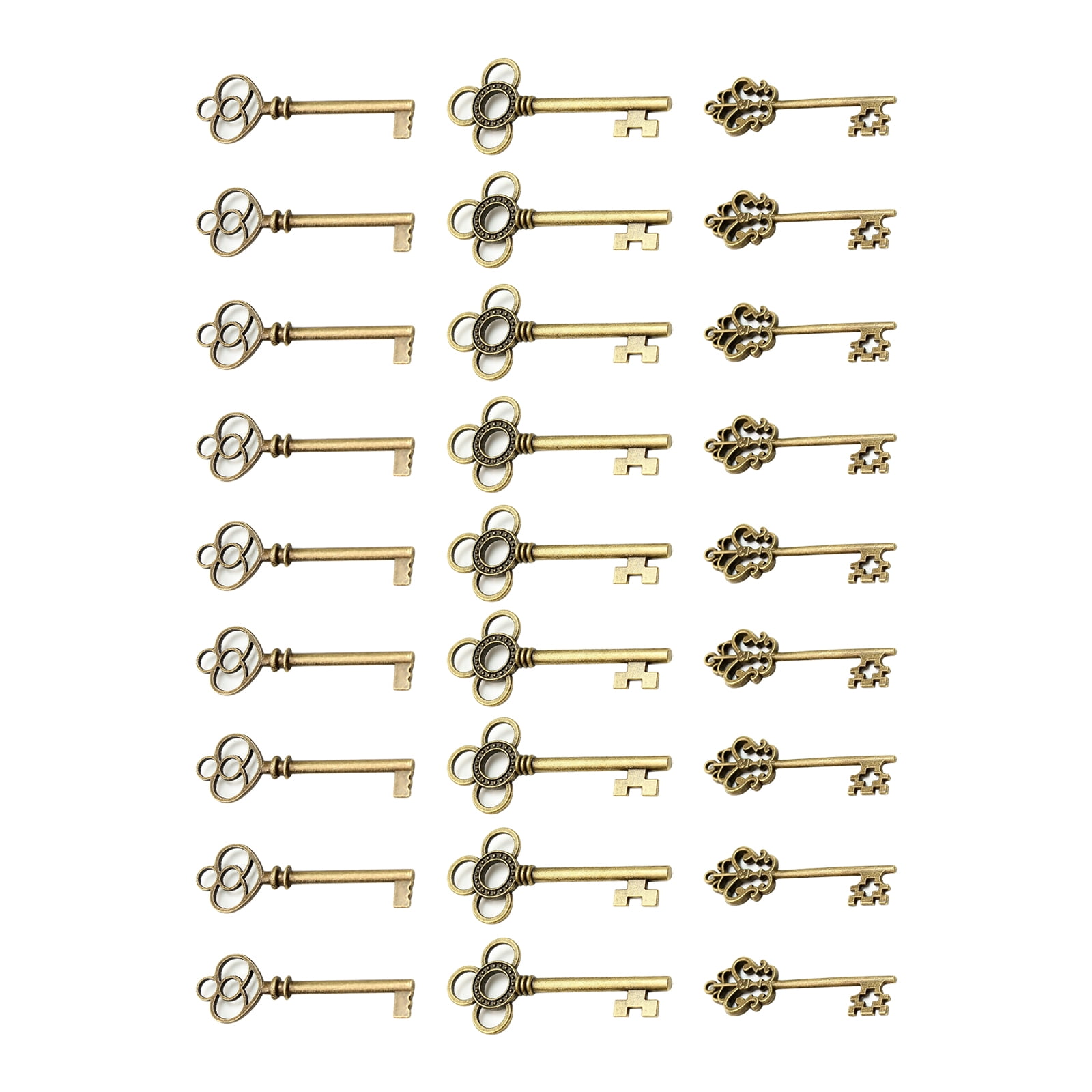 30X Antique Vintage Old Look Bronze Skeleton Keys Fancy Heart Bow ...