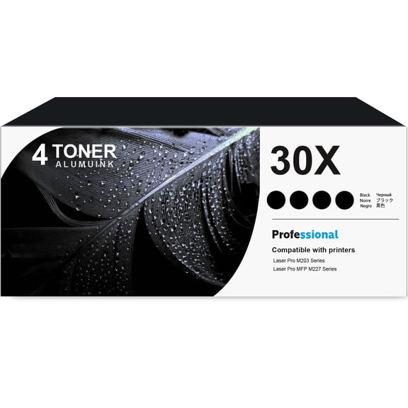 30X CF230X Toner Cartridge Black 4-Pack Compatible for 30X CF230X Toner Cartridges for Laser Pro M203 Series; Laser Pro MFP M227 Series Printer