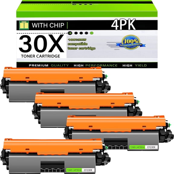 30X CF230X toner cartridge black - 4 pack Compatible 30X toner cartridge Replacement for hp 30x black high yield toner cartridge Works with LaserJet Pro M203dw M203d M227fdw M227fdn Printer