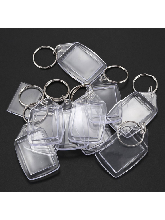30X Clear Acrylic Plastic Blank Keyrings Insert Passport Photo Keychain Keyfob