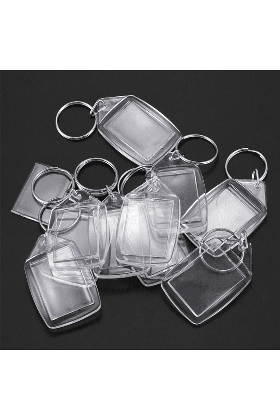 30X Clear Acrylic Plastic Blank Keyrings Insert Passport Photo Keychain Keyfob