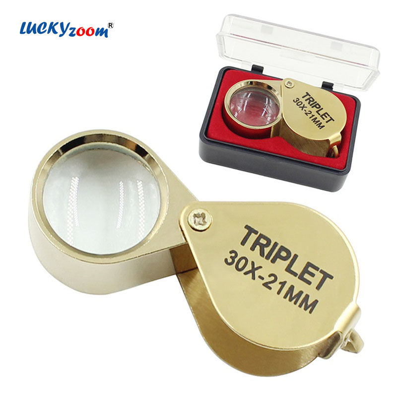 30X Folding Pocket Jeweler Magnifier Golden Color Foldable Magnifying
