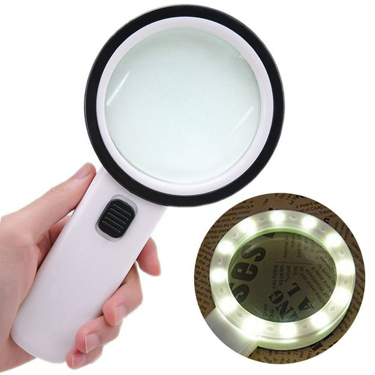 Glass with Light LED Illuminated Magnifier with 3X 45X High Magnification  Lightweight Handheld Drosphip - AliExpress