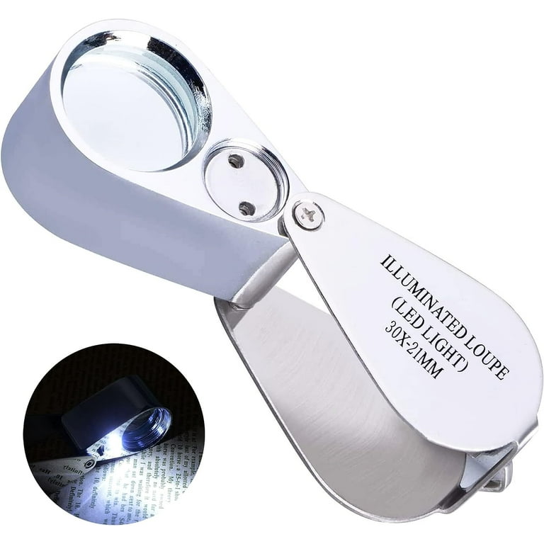 DLT Adjustable 100X LED Illuminated Jeweler Loop Loupe, Pencil Microscope  Handheld Magnifying Glass, Portable Pocket Size Magnifier for Gems,  Jewelry