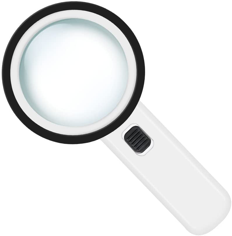 30X LED Handheld Magnifying Glass, 12 LED Lights Illuminated Magnifier for  Reading Jewelry Inspection