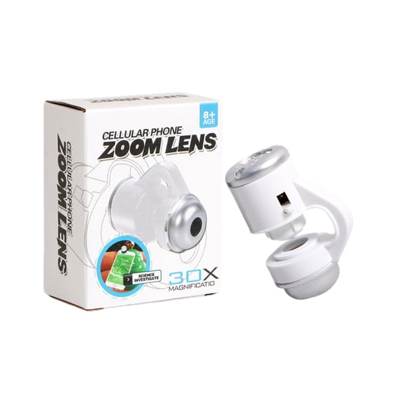 30X Magnification Cellphone Microscope with LED Light and Lens for Photography Camera Lens with Clip
