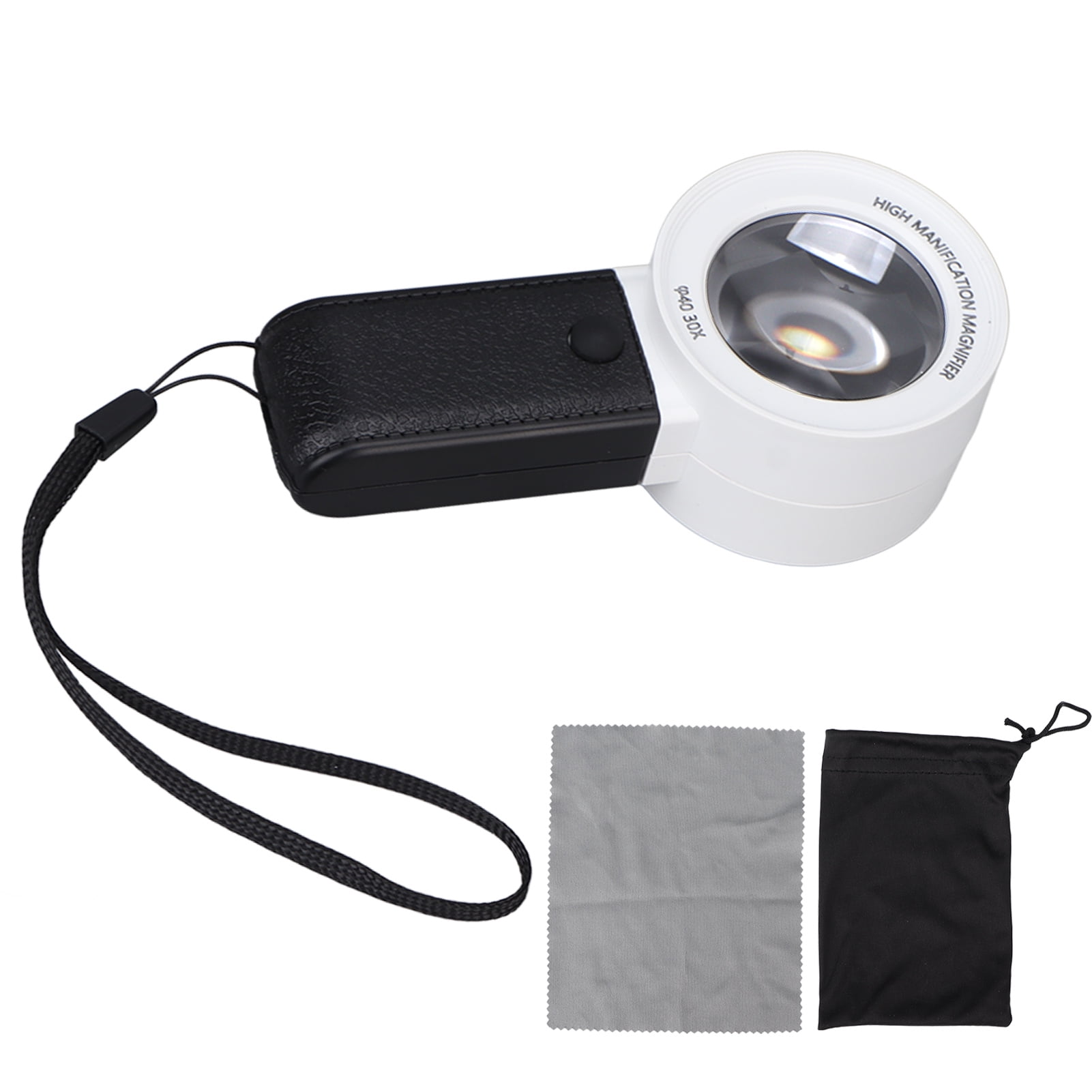 30X Magnification Lighted Handheld Pocket Magnifying Glass with 3 LED