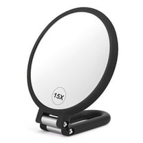 30X Magnifying Mirror, Hand Mirror with Handle, Double Sided Hand Mirror with 30X/1X Magnification, Essential Travel Mirror, Portable Foldable Makeup Mirror for Precision Makeup Black